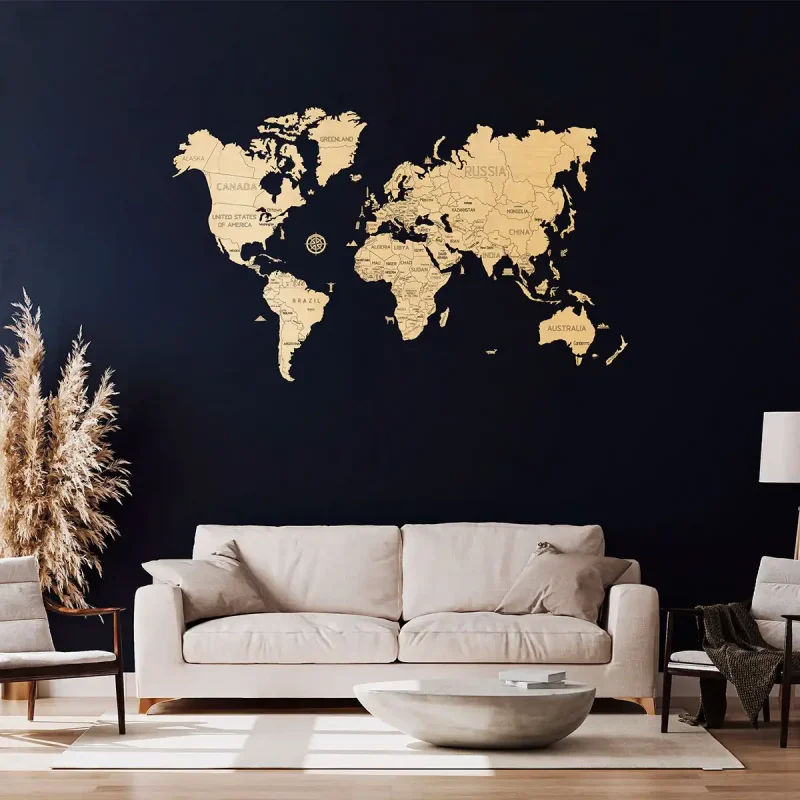 Wooden Map Puzzle 3D World World Map XL