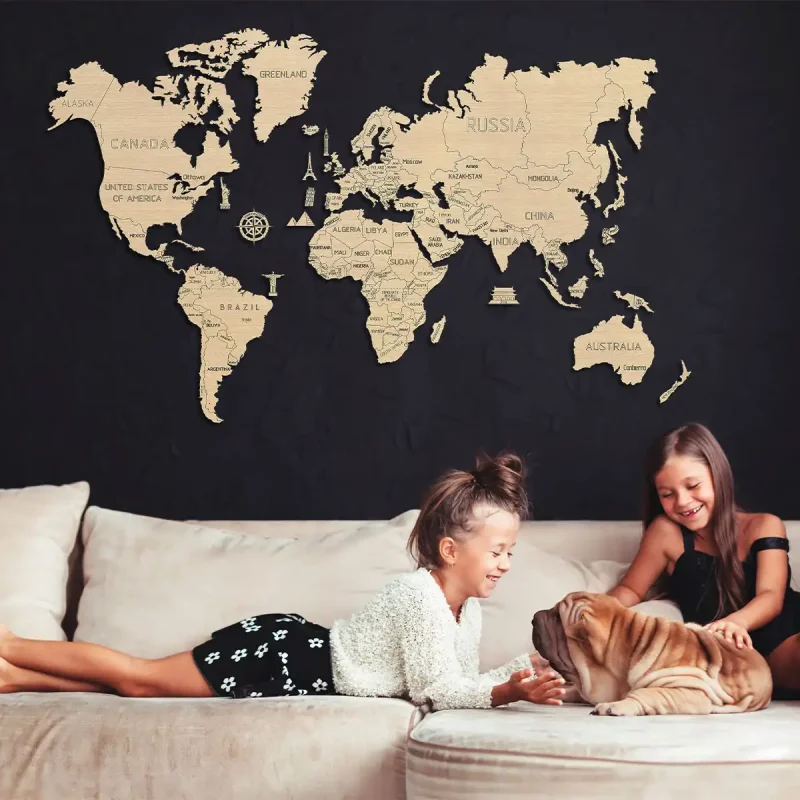 Wooden Map Puzzle 3D World World Map XL 8