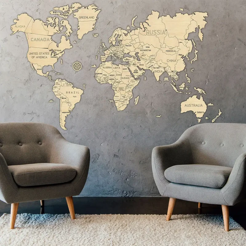 Wooden Map Puzzle 3D World World Map XXL 7