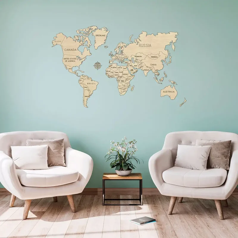 Wooden Map Puzzle 3D World World Map L 9