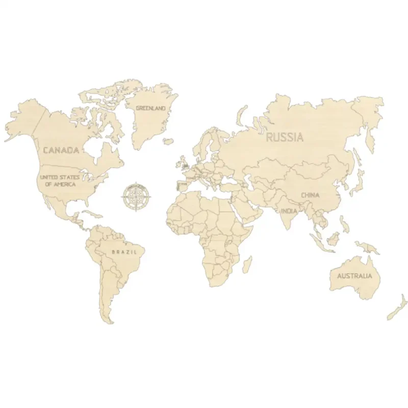 Wooden Map Puzzle 3D World World Map M 14