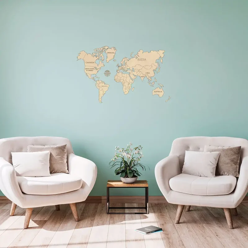Wooden Map Puzzle 3D World World Map M 8