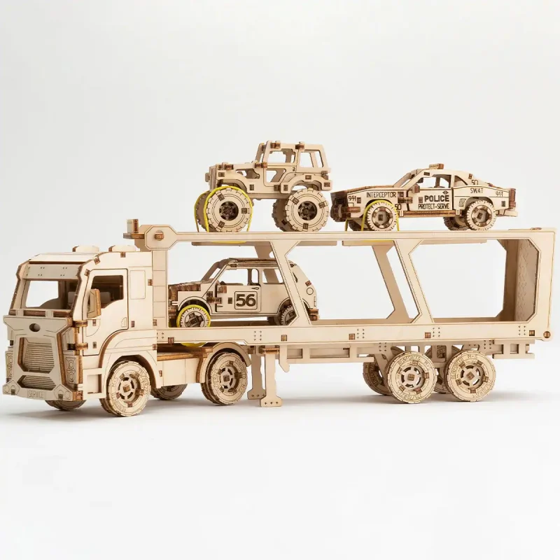 Wooden Puzzle 3D Car Car Carrier Track - 16