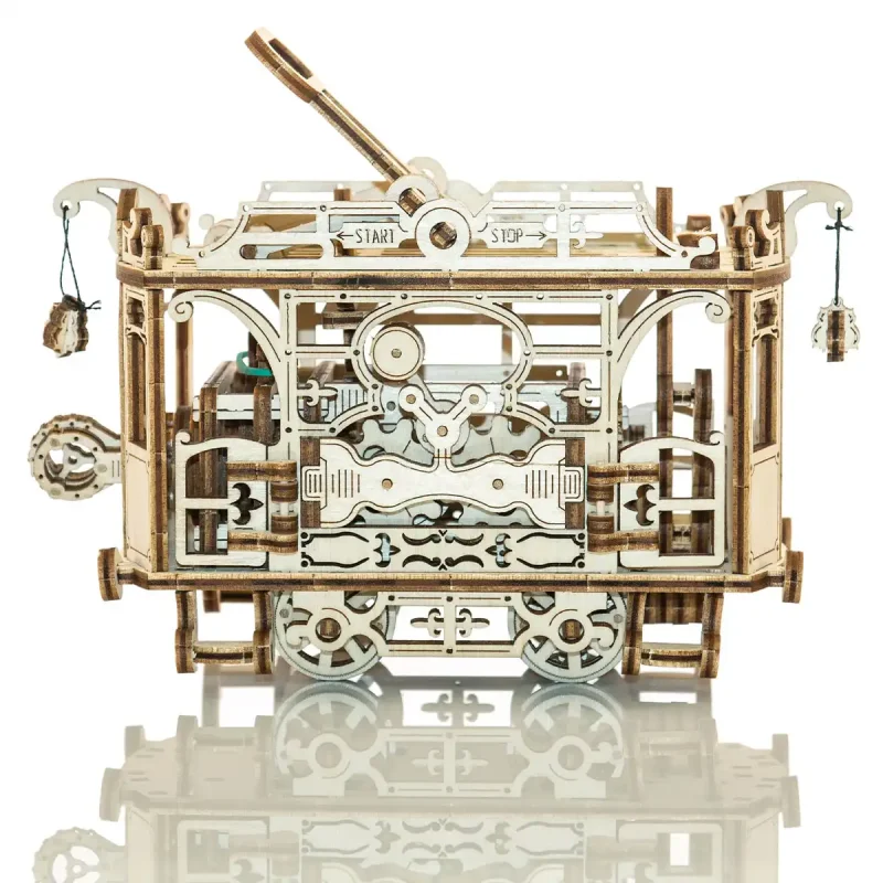 Wooden Puzzle 3D Train City Tram with Rails 5