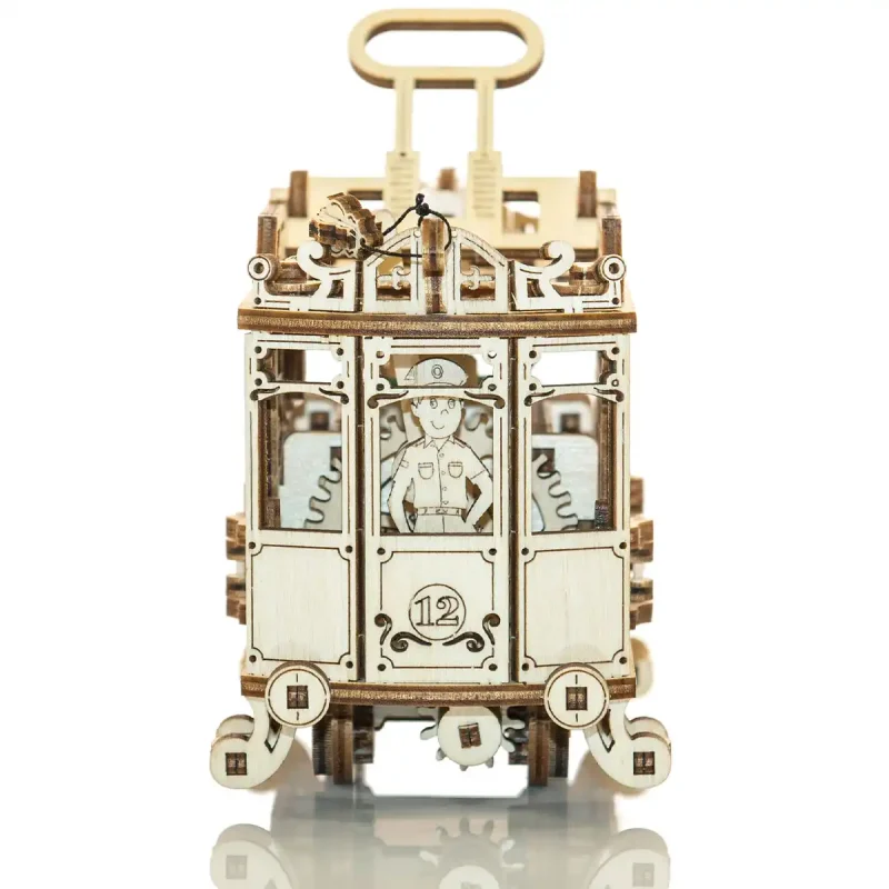 Wooden Puzzle 3D Train City Tram with Rails 4