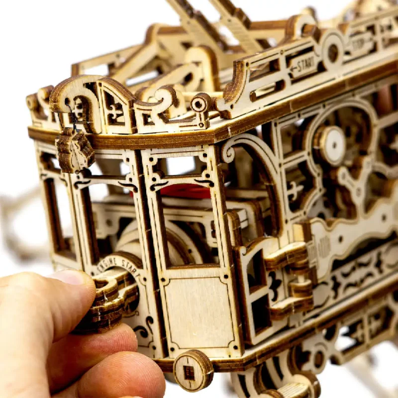 Wooden Puzzle 3D Train City Tram with Rails 1