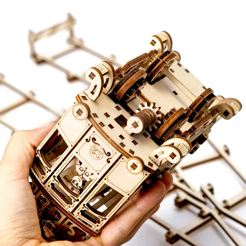Wooden Puzzle 3D Train City Tram with Rails 14