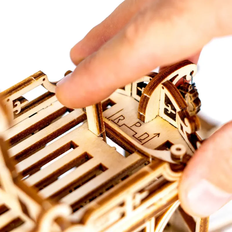 Wooden Puzzle 3D Train City Tram with Rails 11