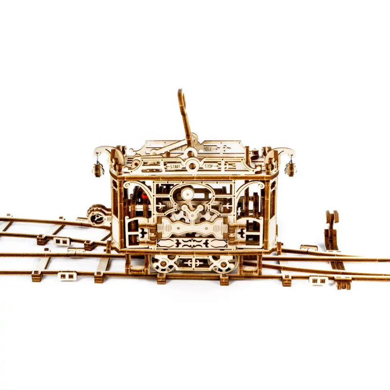 Wooden Puzzle 3D Train City Tram with Rails 8