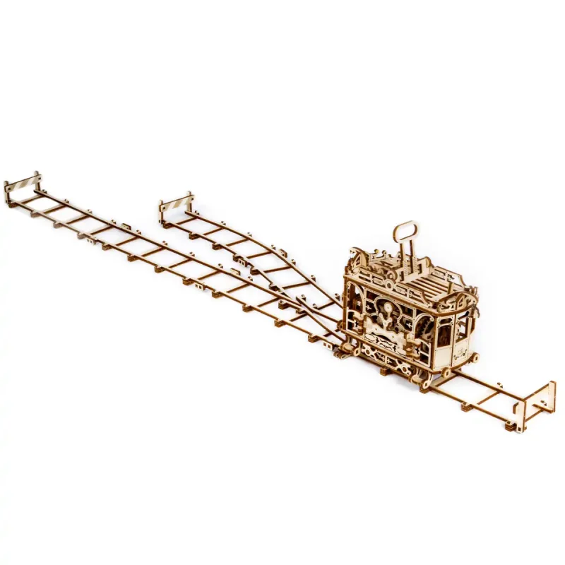 Wooden Puzzle 3D Train City Tram with Rails 7