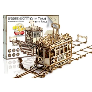 Wooden Puzzle 3D Train City Tram with Rails 20