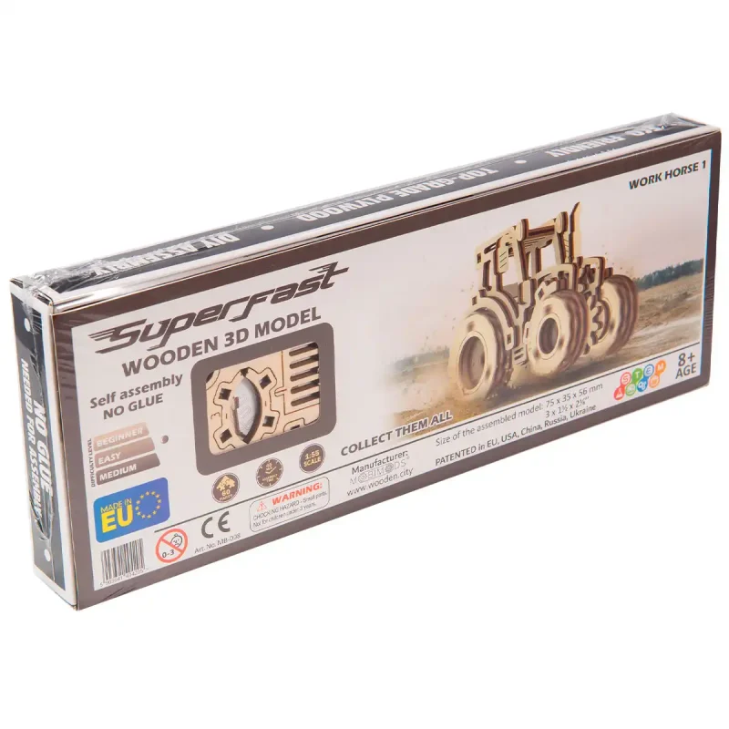 Wooden Puzzle 3D Tractor Work Horse 1-8