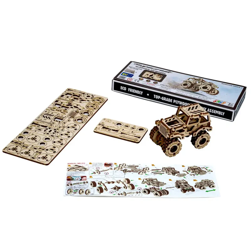 Wooden Puzzle 3D Car Monster Truck 1-3