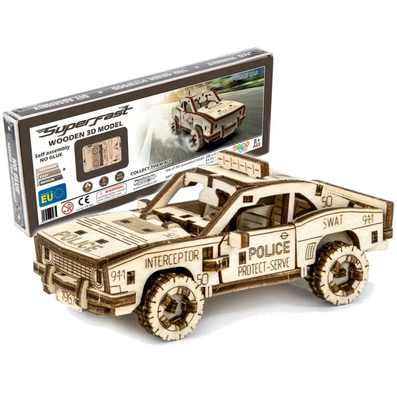 Wooden Puzzle 3D Car Police Car -