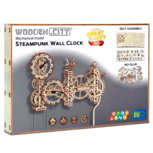 Wooden Puzzle 3D Steampunk Wall Clock 2