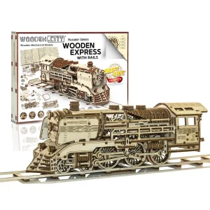 Wooden Puzzle 3D Train Wooden Express With Rails 17