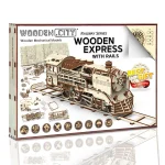 Wooden Puzzle 3D Train Wooden Express With Rails 14