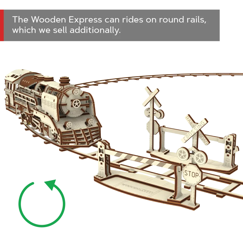 Wooden Puzzle 3D Train Wooden Express With Rails 13