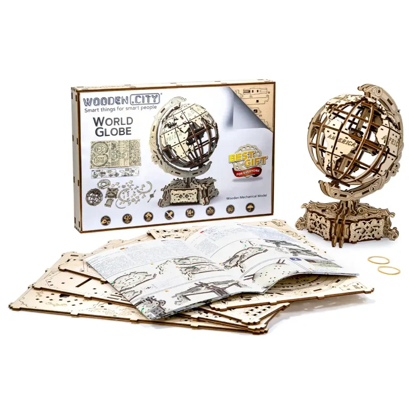 Wooden Puzzle 3D World Globe 4