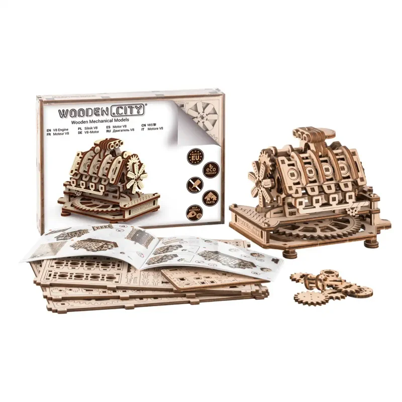 Wooden Puzzle 3D V8 Engine 14