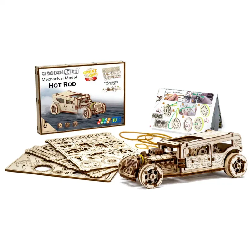 Wooden Puzzle 3D Car Hot Rod 18