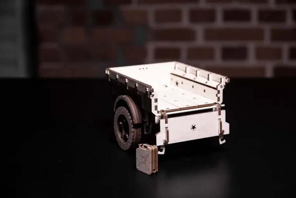 Puzzle drewniane 3D samochod Przyczepa do 4×4 Opis 3