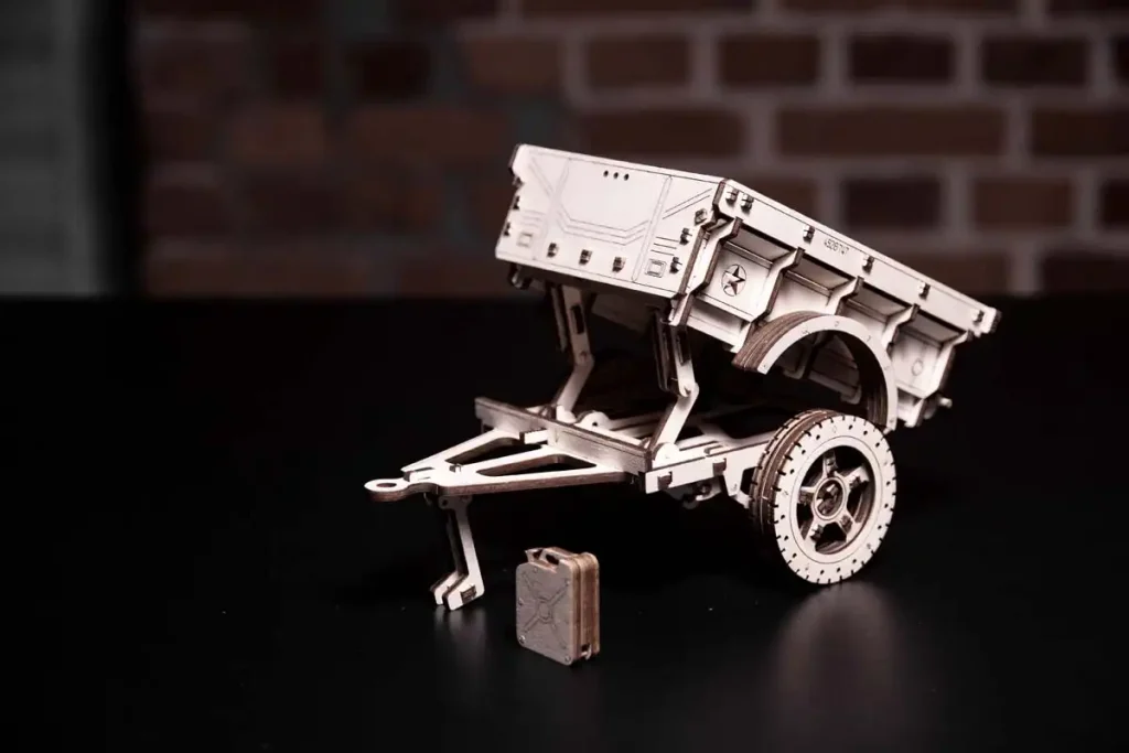 Puzzle drewniane 3D samochod Przyczepa do 4×4 Opis 1