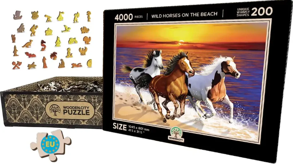 Wooden Puzzle 4000 Wild Horses On The Beach Opis 12