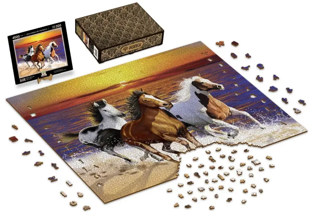Wooden Puzzle 4000 Wild Horses On The Beach Opis 7