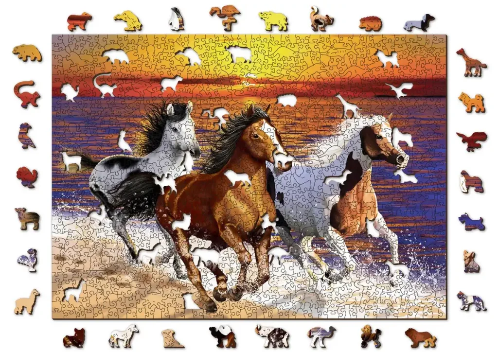 Wooden Puzzle 1000 Wild Horses On The Beach Opis 9