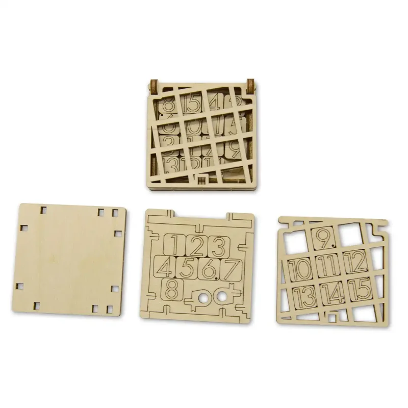 Wooden Puzzle 3D Game Brain Teasers IQ Fifteen Puzzle 3