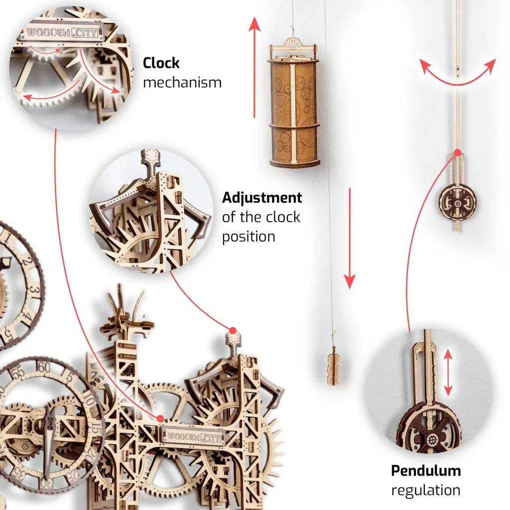Drewniane puzzle 3D zegar Zegar Ścienny Steampunk Nowe 1