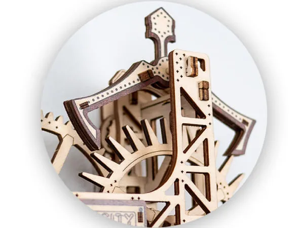 Drewniane puzzle 3D zegar Zegar Ścienny Steampunk Nowe 5