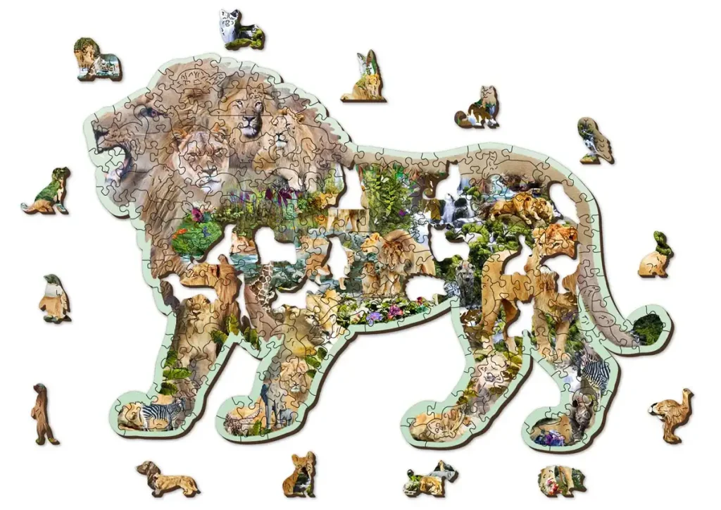 Drewniane puzzle w kształcie zwierząt 250 Lion Roar Opis 9