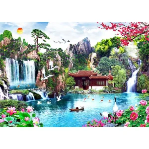Puzzle drewniane 2000 Waterfalls In Japanese Garden XXL 10
