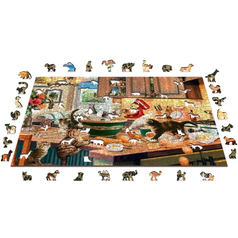 Wooden Puzzle 1000 Kitten Kitchen Capers 3