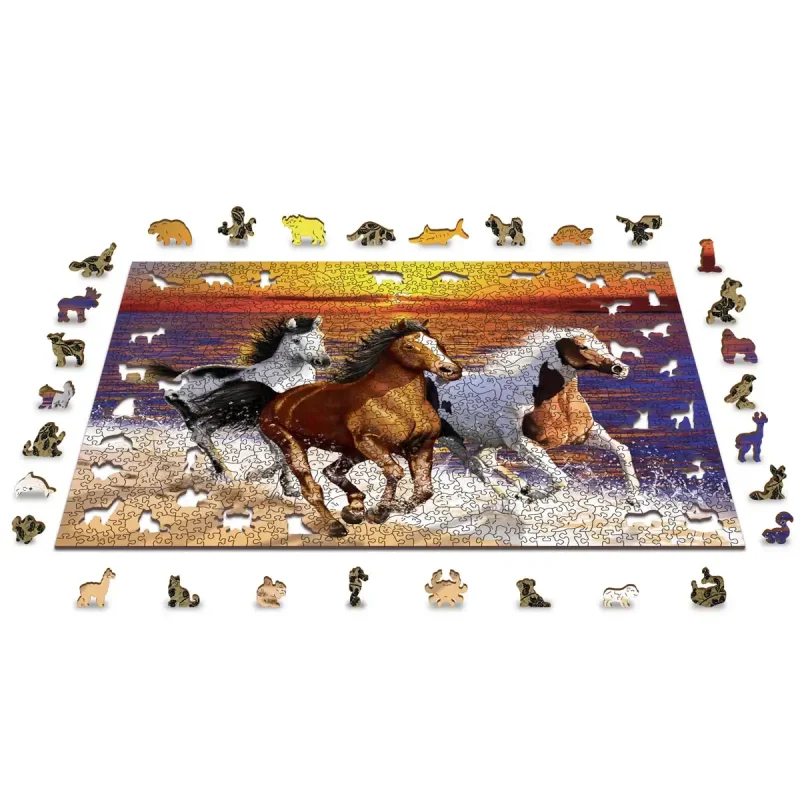 Wooden Puzzle 1000 Wild Horses On The Beach 3