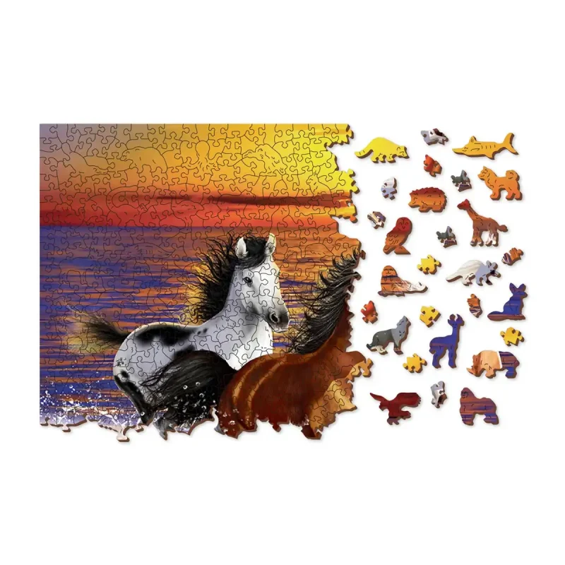 Wooden Puzzle 1000 Wild Horses On The Beach 1