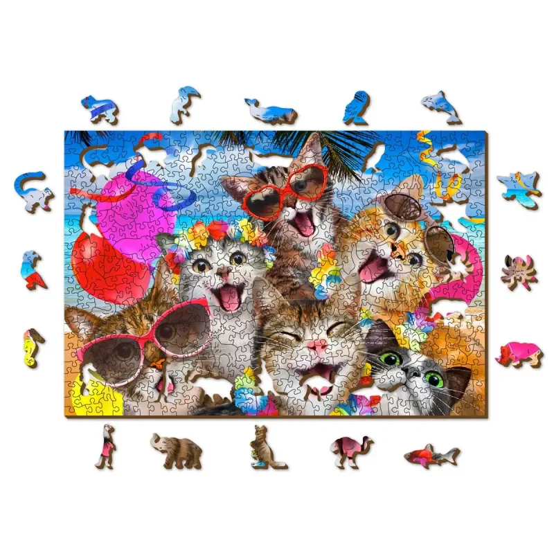 Wooden Puzzle 500 Cat Party 1 - 2