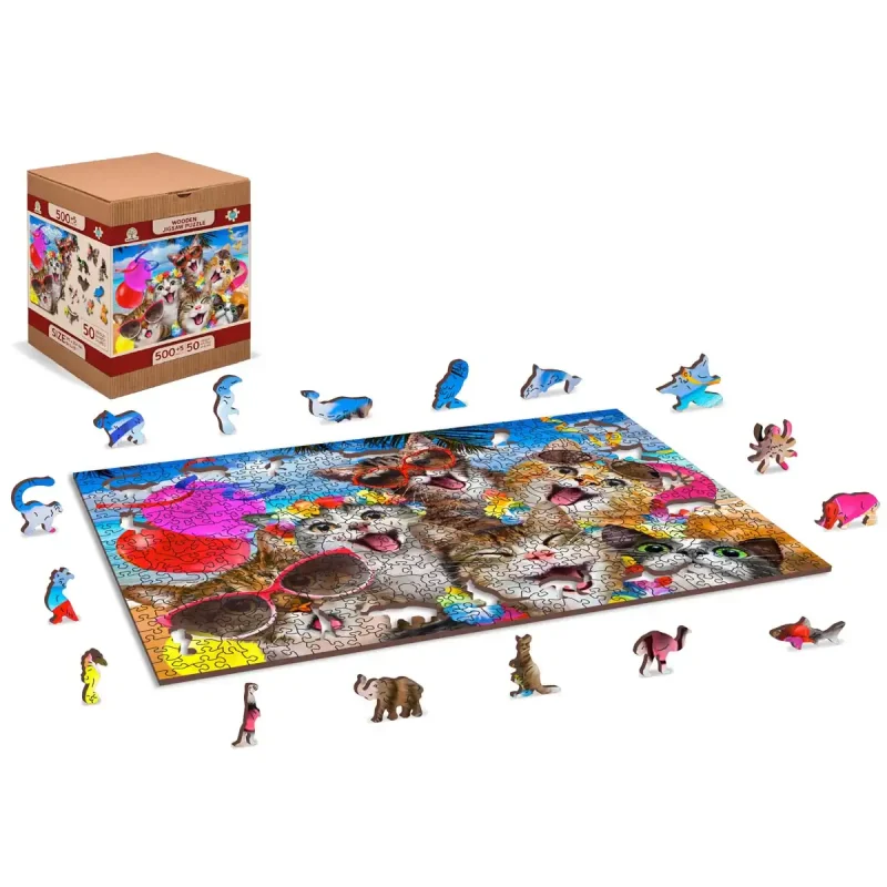 Wooden Puzzle 500 Cat Party 1 - 8