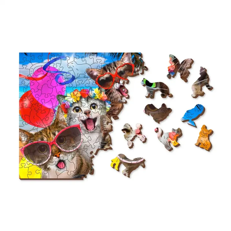 Wooden Puzzle 500 Cat Party 1 - 9