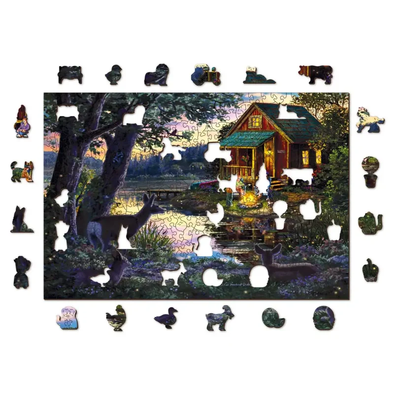 Wooden Puzzle 500 Evening At The Lakehouse 8
