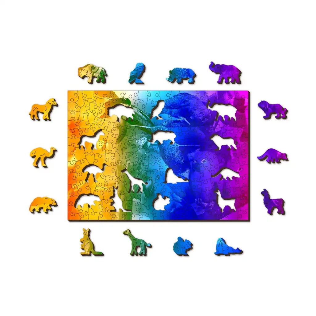 Puzzle Drewniane w kształcie zwierząt 200 Birds Paradise opis 1