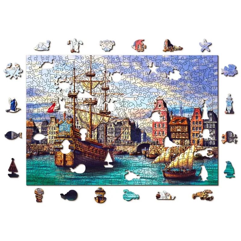Wooden Puzzle 500 Old Ships In Harbour 1 - 2