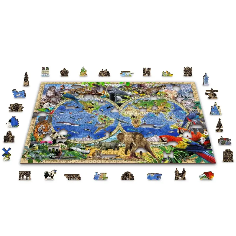 Wooden Puzzle 1000 Animal Kingdom Map 3
