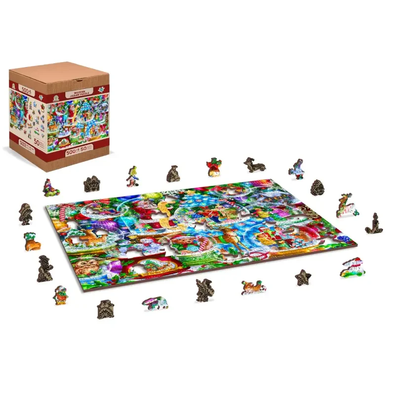 Wooden Puzzle 500 Christmas Snowballs 1