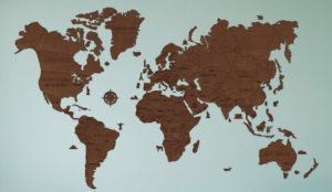 Drewniana mapa świata na ścianę 3D