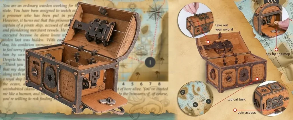 Puzzle 3D drewniane - Escape Room Treasure Chest Nowe 2