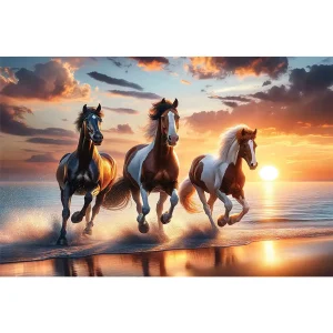 Wooden Puzzle Wild Horses On The Beach 1000 7