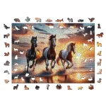 Wooden Puzzle Wild Horses On The Beach 1000 5